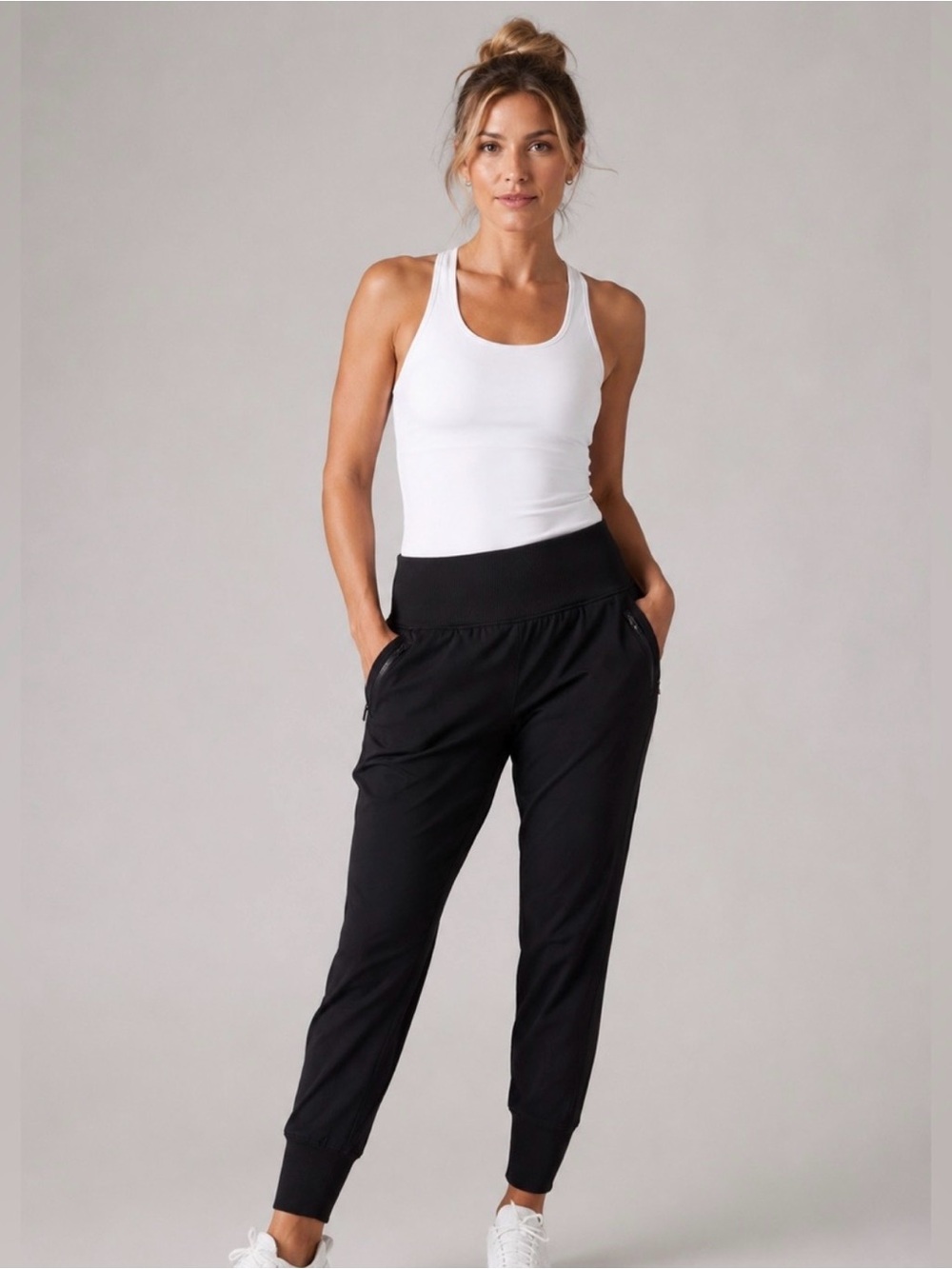 Athleta Black Cuffed Track Joggers